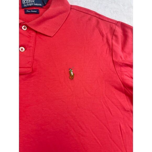 Polo by Ralph Lauren Pima Interlock Men's Polo Shirt Size L Red 100% Cotton Logo - Picture 2 of 9